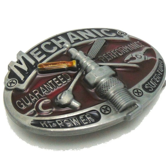 Mechanic Belt Buckle - Silver and Red - Picture 2 of 3